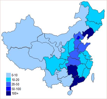Python 抓取微信好友所在省位和城市分布