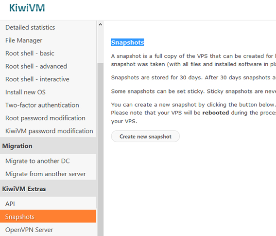搬瓦工 VPS 主机利用 Snapshots 快照备份服务器