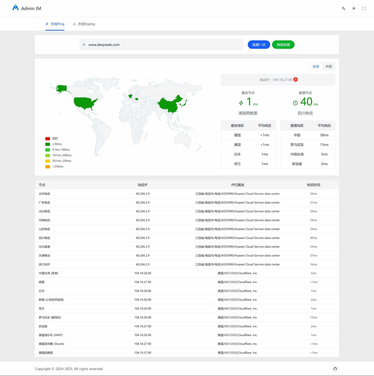 Admin.IM 一个开源的 ping 工具 Admin.IM 一个开源的 ping 工具
