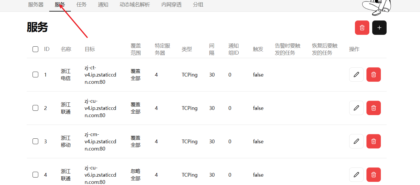 哪吒探针三网 ping 监控设置 -1