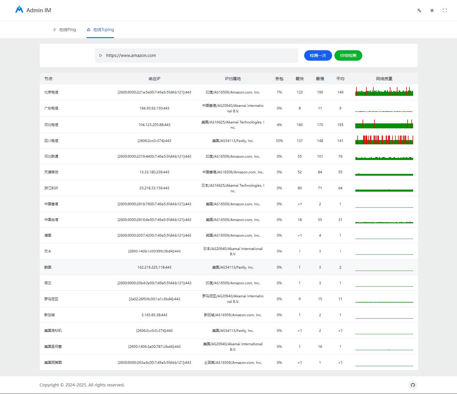 Admin.IM 一个开源的 ping 工具 Admin.IM 一个开源的 ping 工具